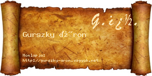 Gurszky Áron névjegykártya